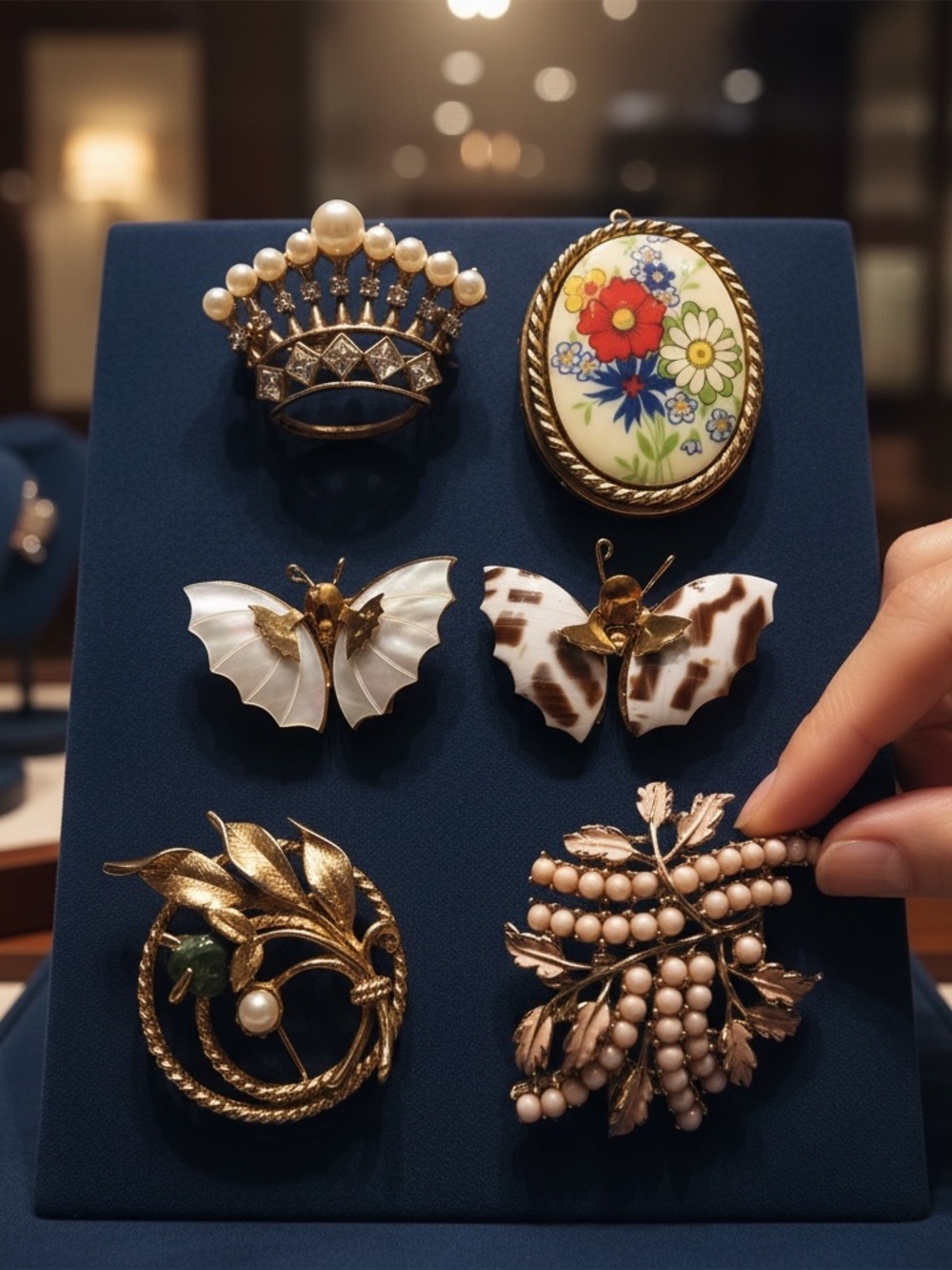Vintage Jewelry Brooch Lot with a Signed Sarah Coventry & Floral Locket